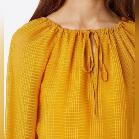 Tory Burch Natalie Grid-texture Georgette Blouse Size XS - Picture 2 of 9
